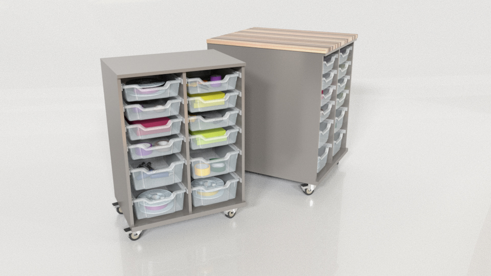 CEF Chameleon Hideaway Single and Double Storage Carts in Northsea Grey